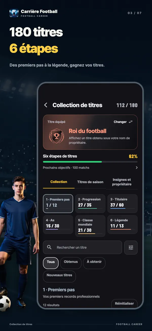 Collection de titres : 180 titres et six paliers de collection