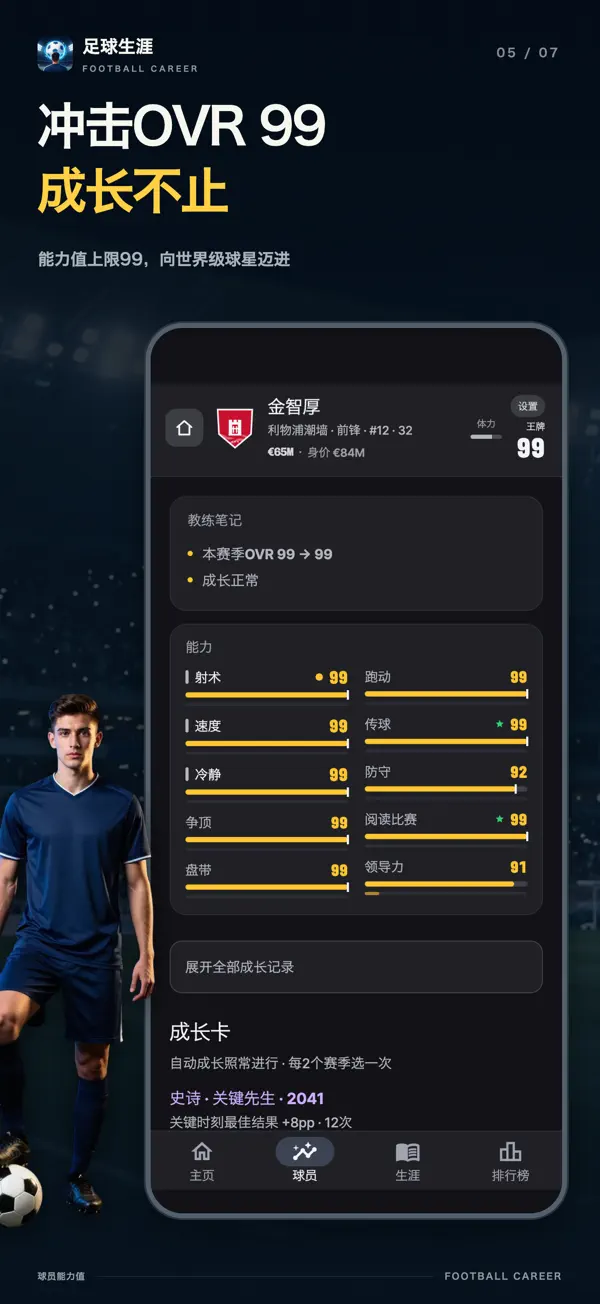 属性界面:十项属性与已持有的成长卡